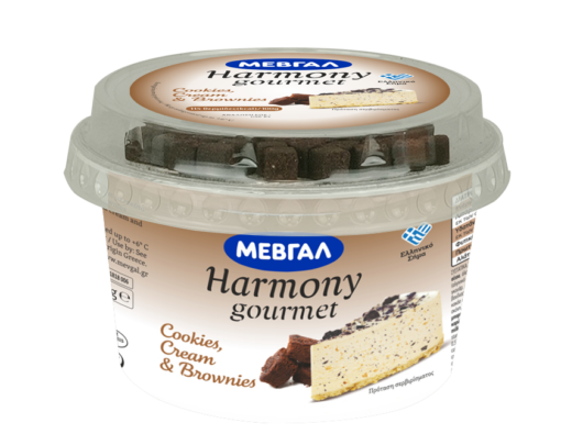 Επιδόρπιο Στραγγιστού Γιαουρτιού Cookies & Cream με Brownies Harmony Gourmet Μεβγάλ (160g)