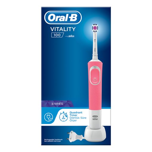 Ηλεκτρική Οδοντόβουρτσα Ροζ Vitality 100 3D White Oral-B (1τεμ)