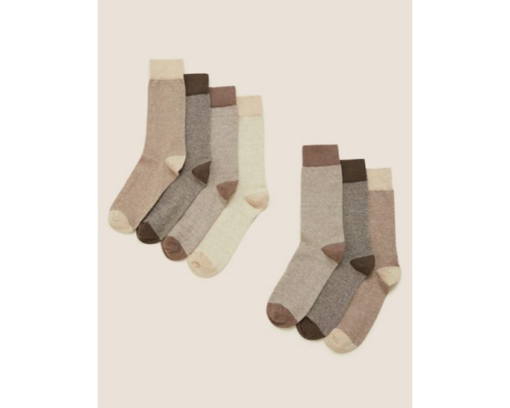 Κάλτσες Καφέ με μοτίβο Cool & Fresh (Νο 43-47) Marks & Spencer (7τεμ)