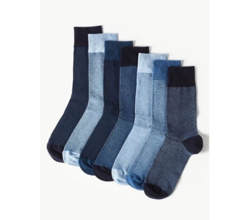Κάλτσες Μπλε με μοτίβο Cool & Fresh (Νο 43-47) Marks & Spencer (7τεμ)