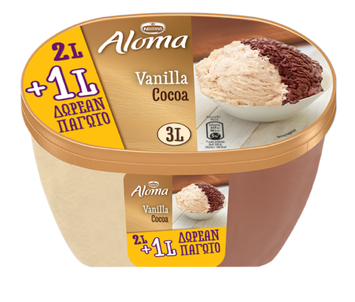 Οικογενιακό Παγωτό Βανίλια Σοκολάτα Aal;oma (2lt+1lt Δώρο)