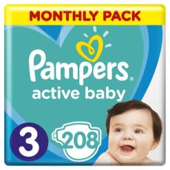 Πάνες Pampers Active Baby Μέγεθος 3 (6-10 kg) (208τεμ)