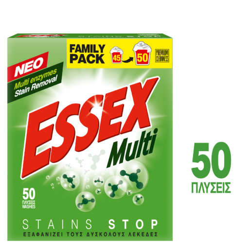 Σκόνη Πλυντηρίου Ρούχων Multi Stains Stop Essex (50Μεζ /2.4kg)
