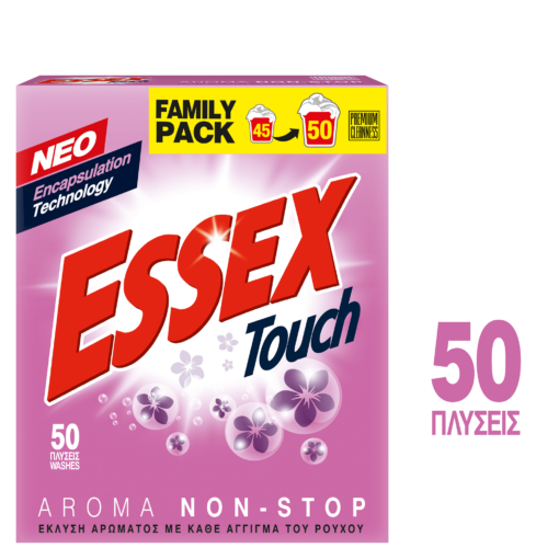 Σκόνη Πλυντηρίου Ρούχων Touch Aroma Non Stop Essex (50Μεζ /2.4 kg)