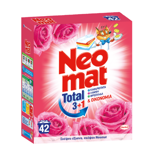 Σκόνη πλυντηρίου Total Άγριο Τριαντάφυλλο Neomat (42Μεζ / 2