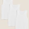 Αμάνικα Φανελάκια Λευκά από 100% βαμβάκι (XXL) Marks & Spencer (3τεμ)