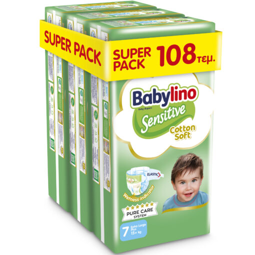 Ανοιχτές Πάνες Sensitive No 7 (15+kg) 3 Pack Babylino (108τεμ)