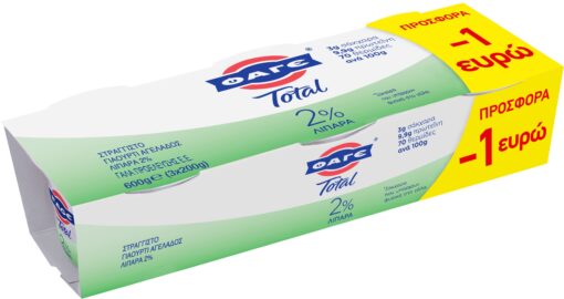 Γιαούρτι Στραγγιστό Total 2% λιπαρά Φάγε (3 x 200 g) -1€