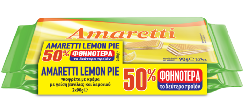 Γκοφρέτα με Γεύση Λεμόνι & Βανίλια Amaretti (2x90g) το 2ο -50%