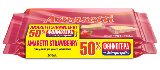 Γκοφρέτα με Γεύση Φράουλας Amaretti (2x90g) το 2ο -50%