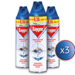 Εντομοκτόνο για κουνούπια και μύγες Baygon (3x400ml) τα 3τεμ -25%