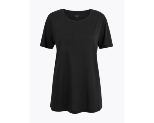 Κοντομάνικο T-Shirt Μαύρο σε χαλαρή γραμμή (44) Marks & Spencer