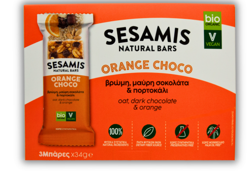 Μπάρες Δημητριακών Orange Choco Sesamis Natural Bars (3x34g)