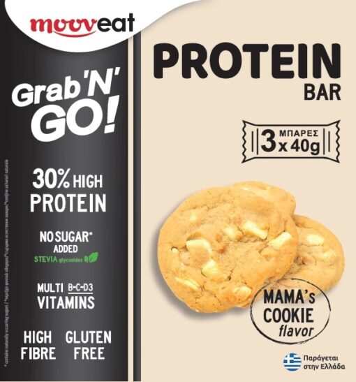 Μπάρες Πρωτείνης Mama's Cookie Grab N GO! MOOVEAT (3x40g)