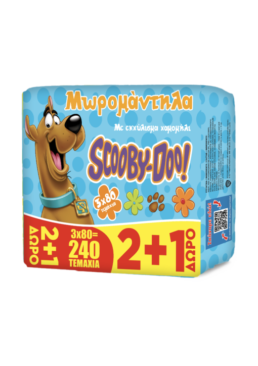 Μωρομάντηλα Chamomile Scooby-Doo (3x80τεμ) 2+1 δώρο