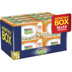 Μωρομάντηλα Chamomile Sensitive με καπάκι Super Value Box Babylino (16x54τεμ)