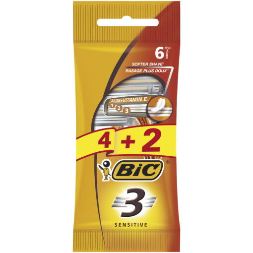 Ξυραφάκια ανδρικά Bic 3 Sensitive (4+2 τεμ)