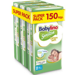 Πάνες Babylino Sensitive Value Pack No 2 (3-6 Kg) 3 Pack (150 τεμ)