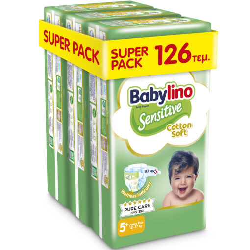 Πάνες Babylino Sensitive Value Pack No 5+ (12-17Kg) 3 Pack (126 τεμ)