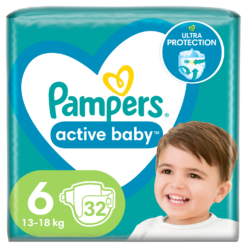 Πάνες Pampers Active Baby Μέγεθος 6 (13-18kg) (32τεμ)