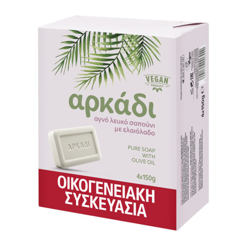 Πλάκες Λευκού Σαπουνιού Αρκάδι (4x150g)