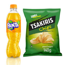 Πορτοκαλάδα Fanta (500 ml) & Τσιπς με ρίγανη Tsakiris (140 g) -0