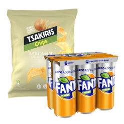 Πορτοκαλάδα Κουτί Fanta Zero (6x330 ml) & Τσιπς με Γεύση Ξύδι Tsakiris (120g)