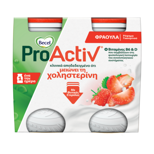 Ρόφημα Γιαουρτιού Φράουλα Becel Pro-Activ (4x75ml)