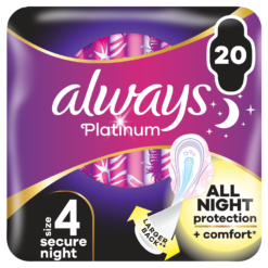 Σερβιέτες Platinum Ultra Night Secure Με Φτερά Always (Μέγεθος 4) (20τεμ)