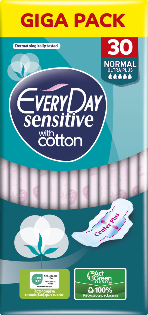 Σερβιέτες Sensitive Normal Ultra Plus with Cotton Giga Pack Everyday (30τεμ)