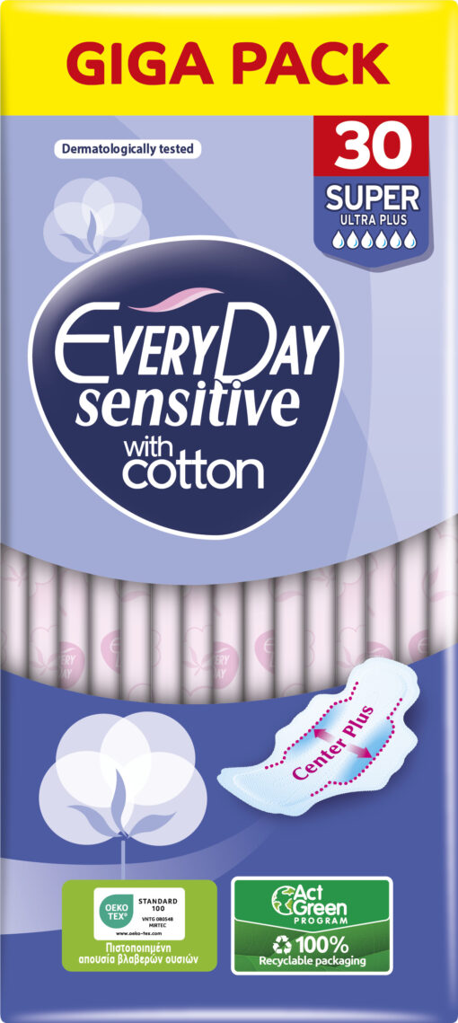 Σερβιέτες Sensitive Super Ultra Plus with Cotton Giga Pack Everyday (30τεμ)