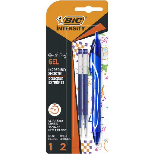 Στυλό Μπλε Medium 0.7mm Gel Quick Dry με Ανταλλακτικά Bic Gel-ocity (1τεμ +2τεμ ανταλλακτικά)