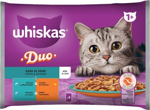 Τροφή για γάτες Στεριά και Θάλασσα σε Ζελέ Whiskas Duo (4x85g)