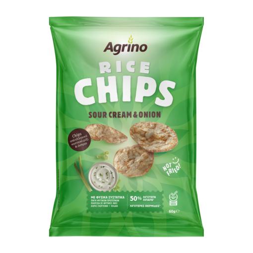 Τσίπς Ρυζιού Sour Cream & Onion Agrino (60g)