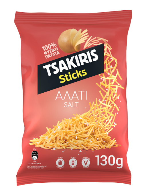 Τσιπς Sticks με Αλάτι Tsakiris (130g)