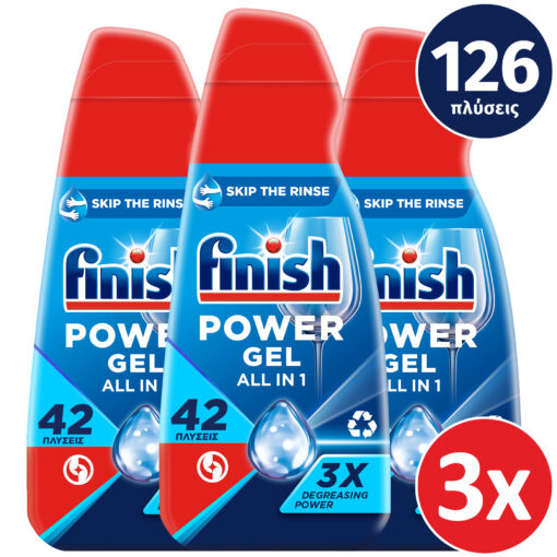 Υγρό Απορρυπαντικό Πλυντηρίου Πιάτων Power Gel Fresh Finish (3x940ml)