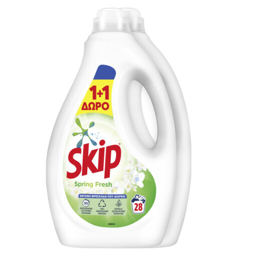 Υγρό Απορρυπαντικό Ρούχων Spring Fresh Skip (2x28 μεζ) 1+1 Δώρο