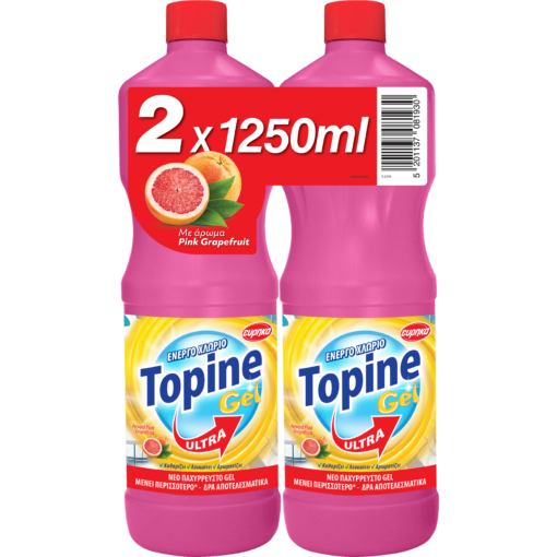 Χλωροκαθαριστικό Gel με Άρωμα Pink Grapefruit Topine (2x1250ml)