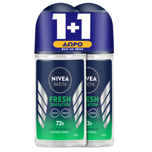 Αποσμητικό Ανδρικό Roll On Deo Fresh Sensation Nivea Men (2Χ50ml) 1+1 Δώρο