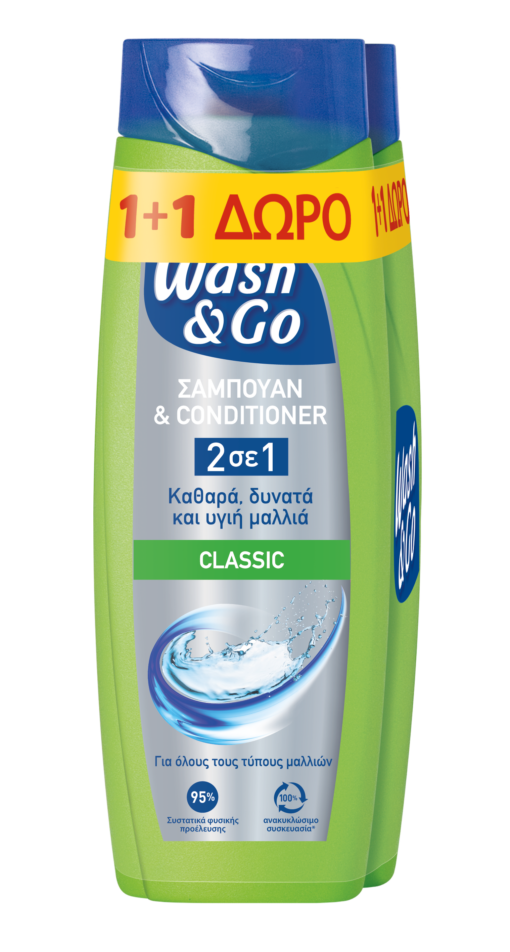 Σαμπουάν 2 σε 1 Classic Wash & Go (360 ml) 1+1Δώρο